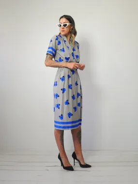 1980's Floral Pocket Shirt Dress