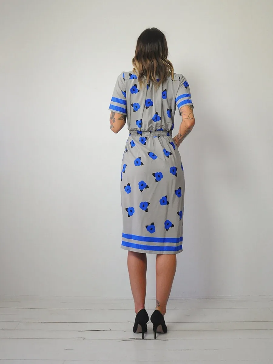 1980's Floral Pocket Shirt Dress