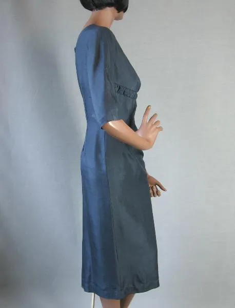 50s Wiggle Dress Vintage 60s Cocktail Party Women's Modest Mad Men Large VFG