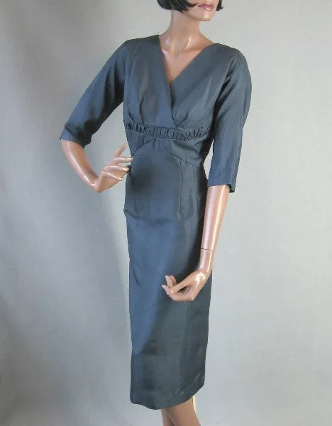 50s Wiggle Dress Vintage 60s Cocktail Party Women's Modest Mad Men Large VFG