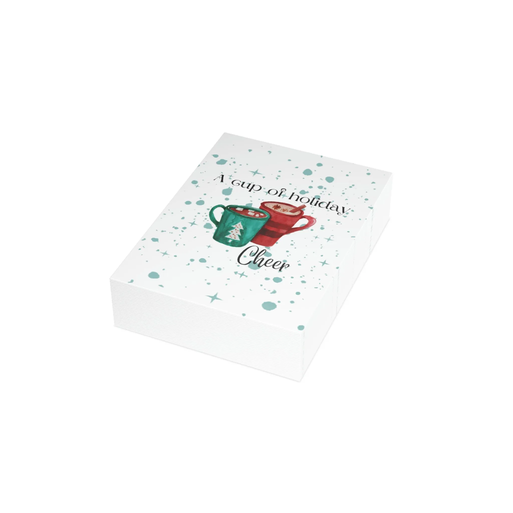 A Cup of Holiday Cheer Folded Greeting Cards (1, 10, 30, and 50pcs)