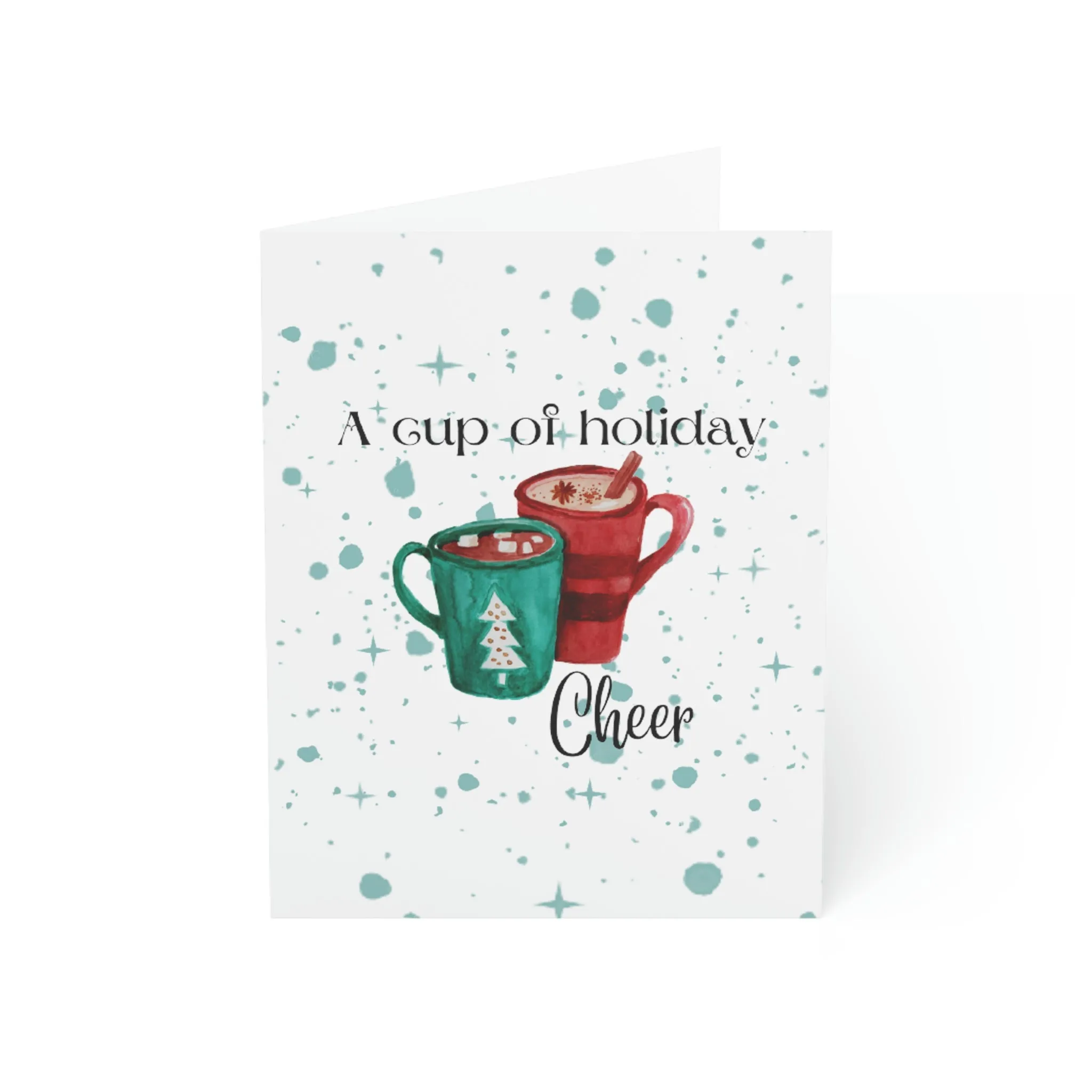A Cup of Holiday Cheer Folded Greeting Cards (1, 10, 30, and 50pcs)
