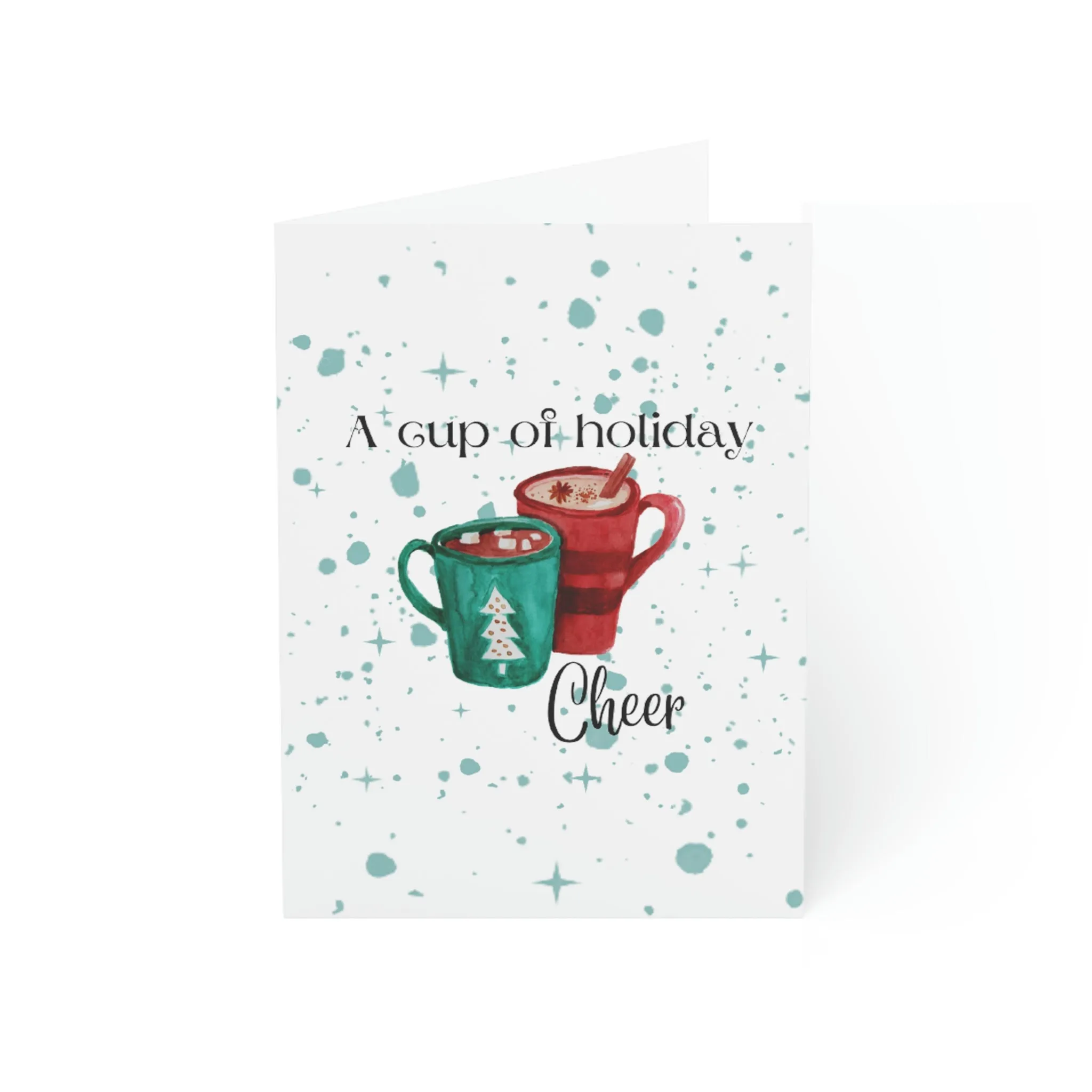 A Cup of Holiday Cheer Folded Greeting Cards (1, 10, 30, and 50pcs)