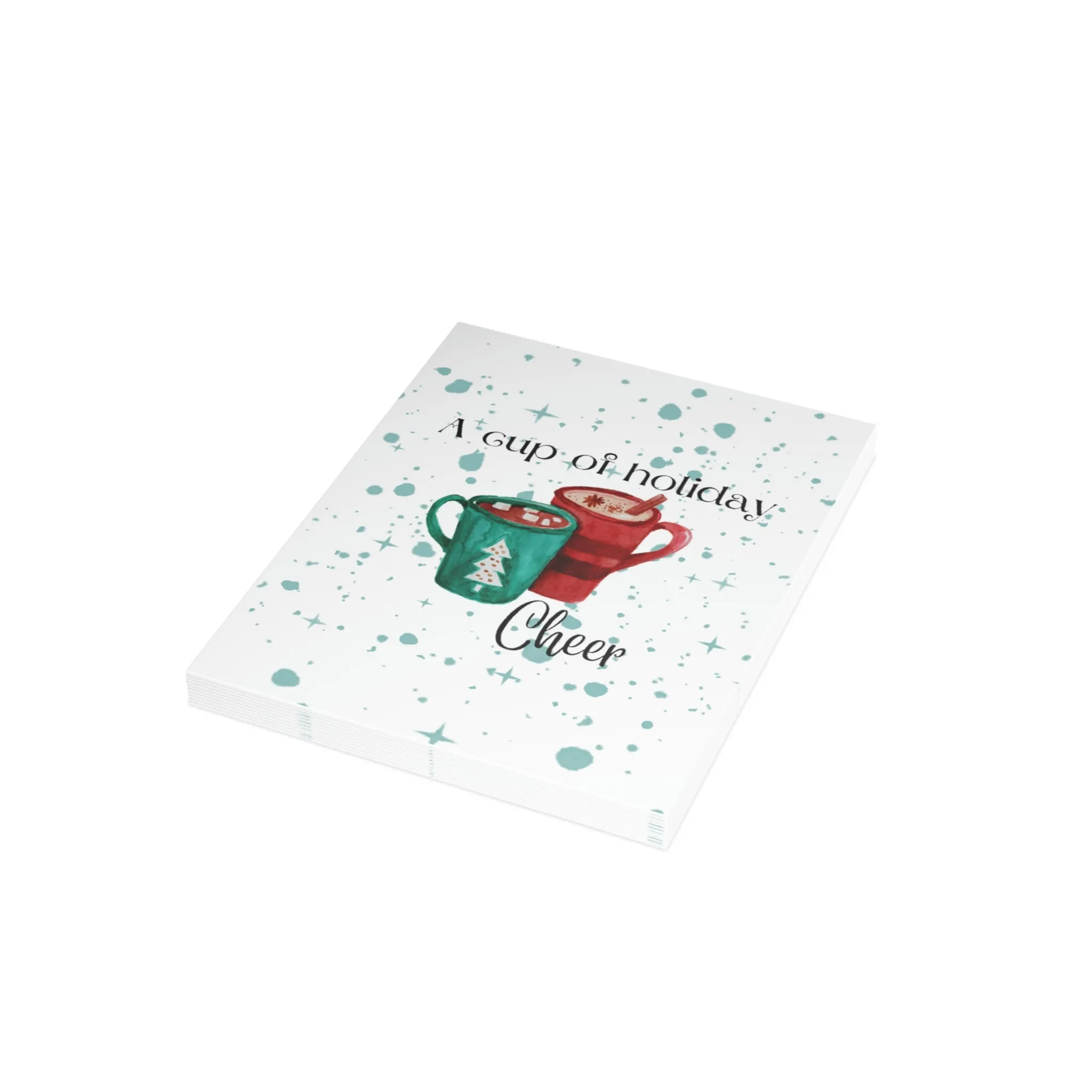 A Cup of Holiday Cheer Folded Greeting Cards (1, 10, 30, and 50pcs)