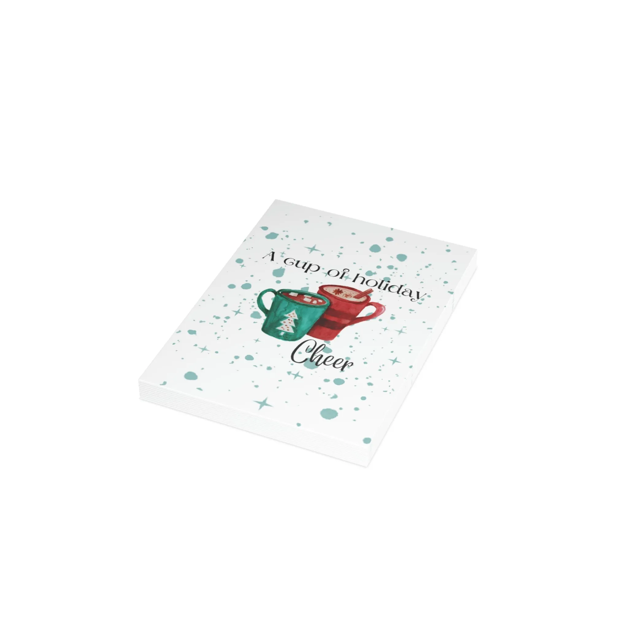 A Cup of Holiday Cheer Folded Greeting Cards (1, 10, 30, and 50pcs)