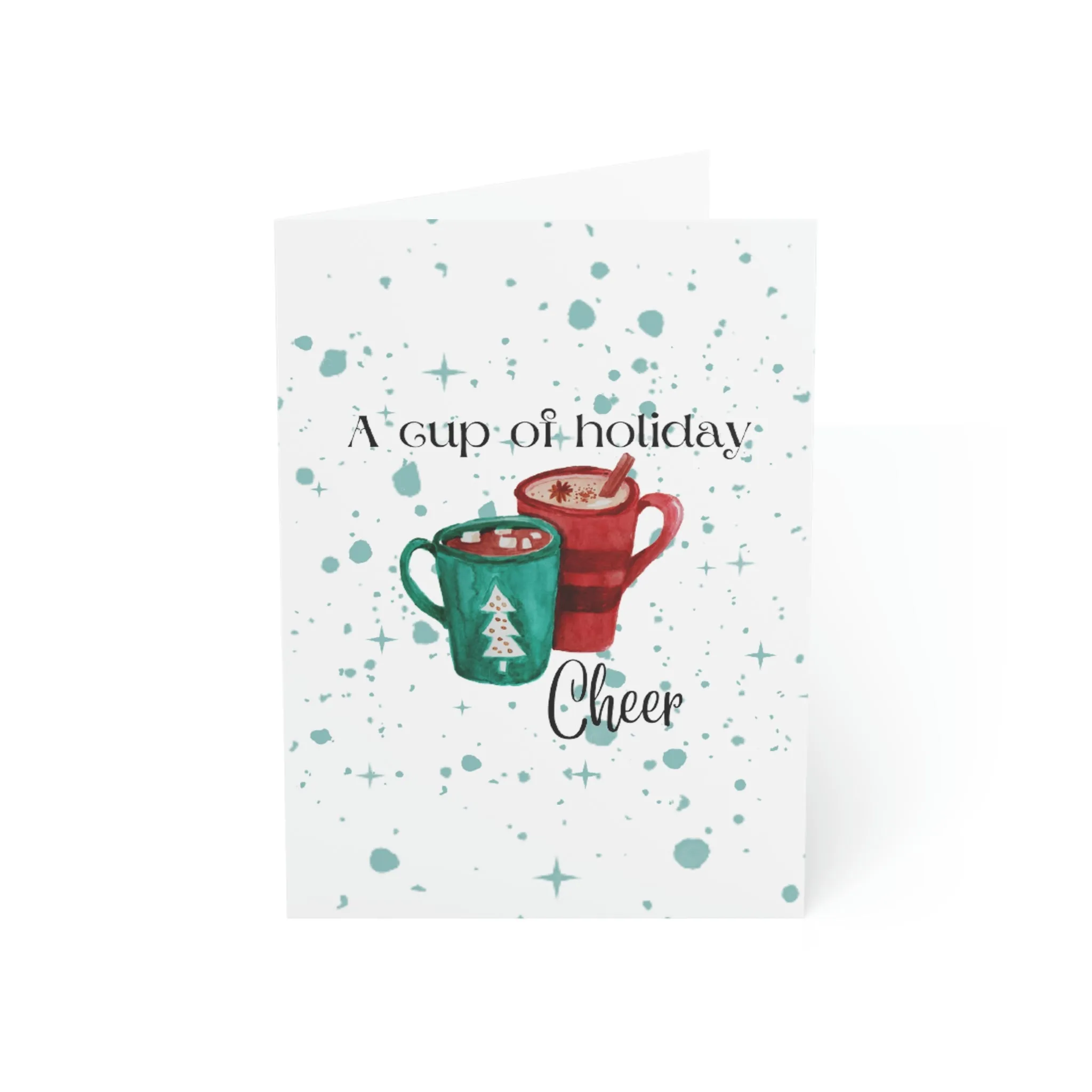 A Cup of Holiday Cheer Folded Greeting Cards (1, 10, 30, and 50pcs)