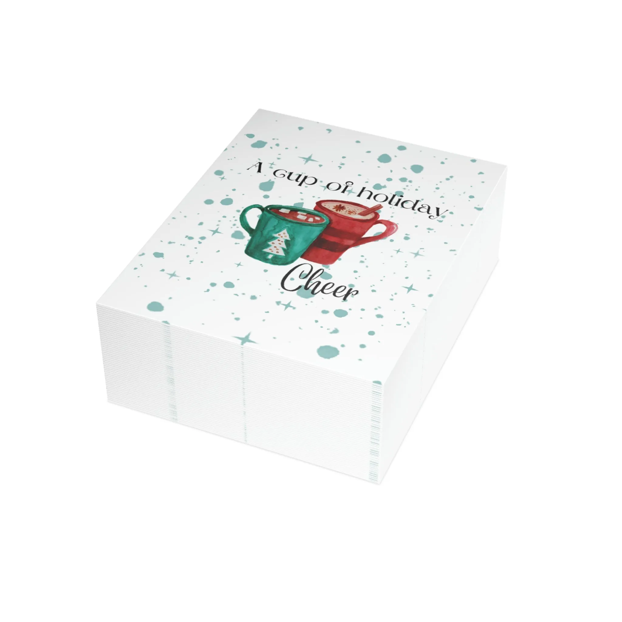 A Cup of Holiday Cheer Folded Greeting Cards (1, 10, 30, and 50pcs)