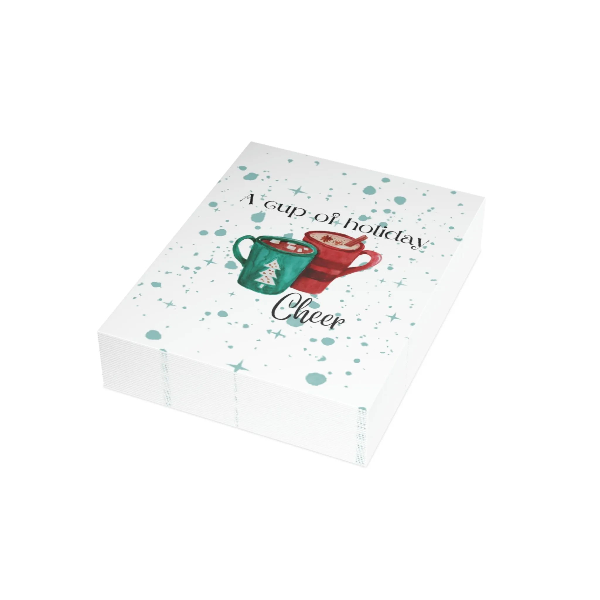 A Cup of Holiday Cheer Folded Greeting Cards (1, 10, 30, and 50pcs)