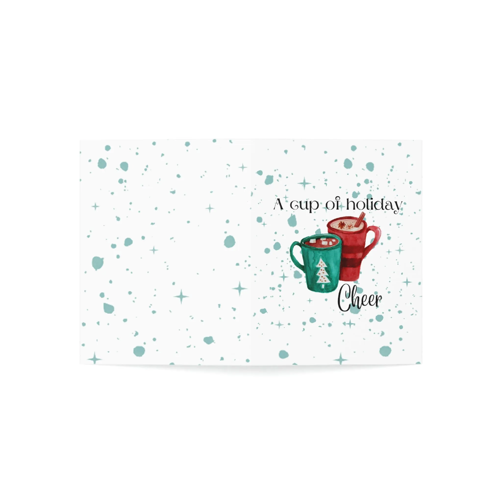A Cup of Holiday Cheer Folded Greeting Cards (1, 10, 30, and 50pcs)