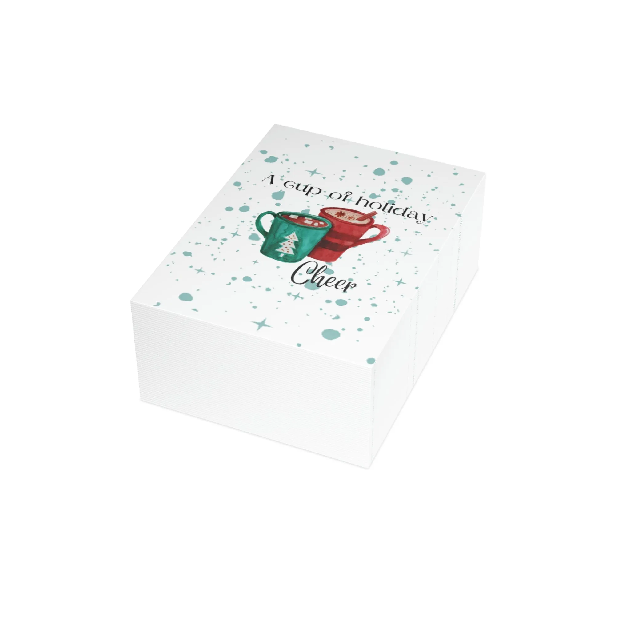 A Cup of Holiday Cheer Folded Greeting Cards (1, 10, 30, and 50pcs)