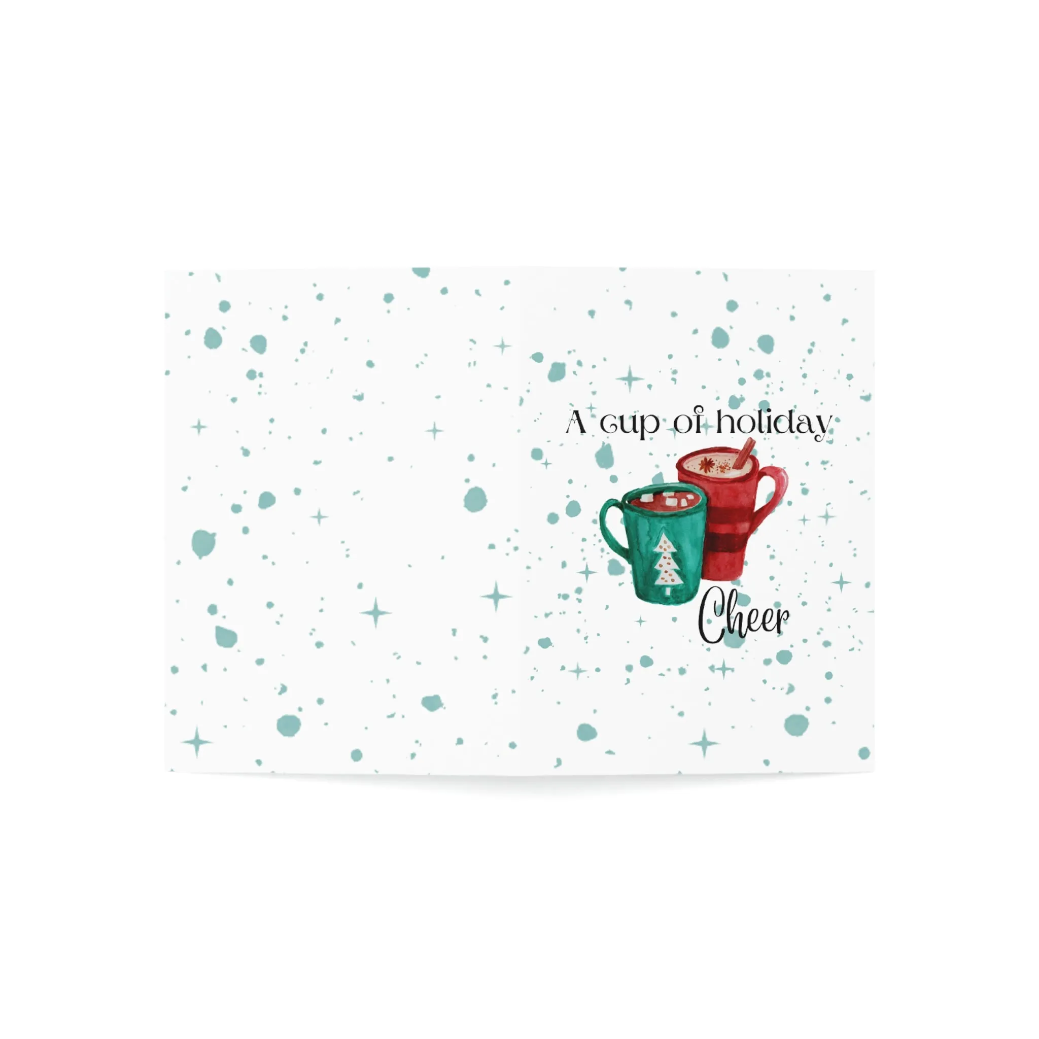 A Cup of Holiday Cheer Folded Greeting Cards (1, 10, 30, and 50pcs)