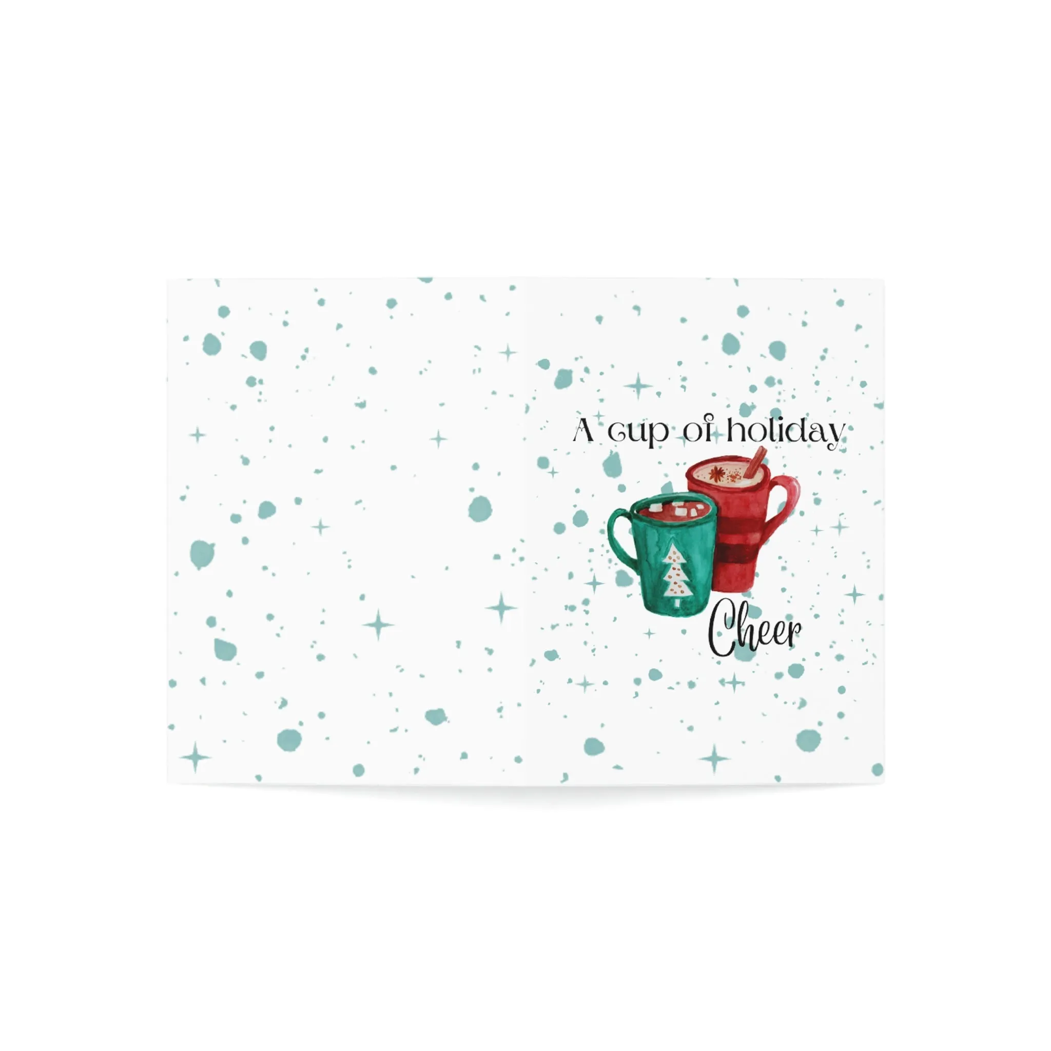 A Cup of Holiday Cheer Folded Greeting Cards (1, 10, 30, and 50pcs)