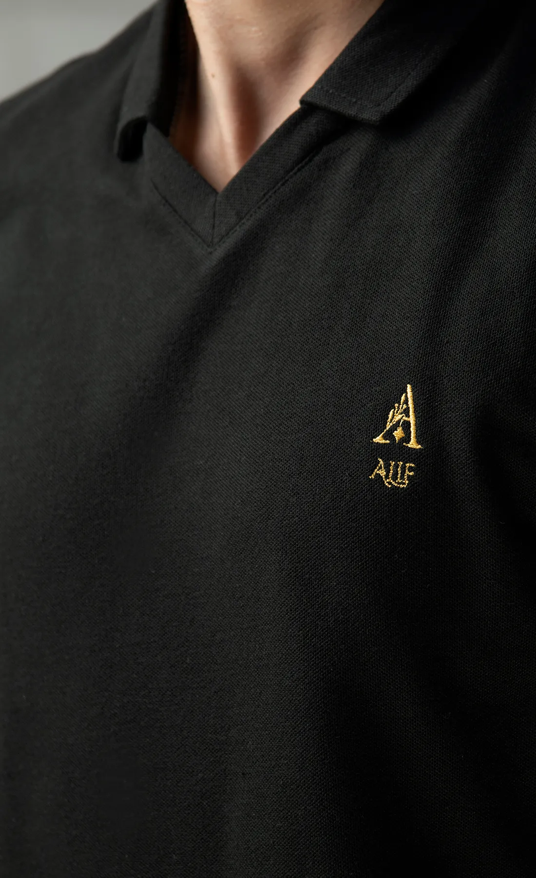 Alif Black Polo (V-Neck)