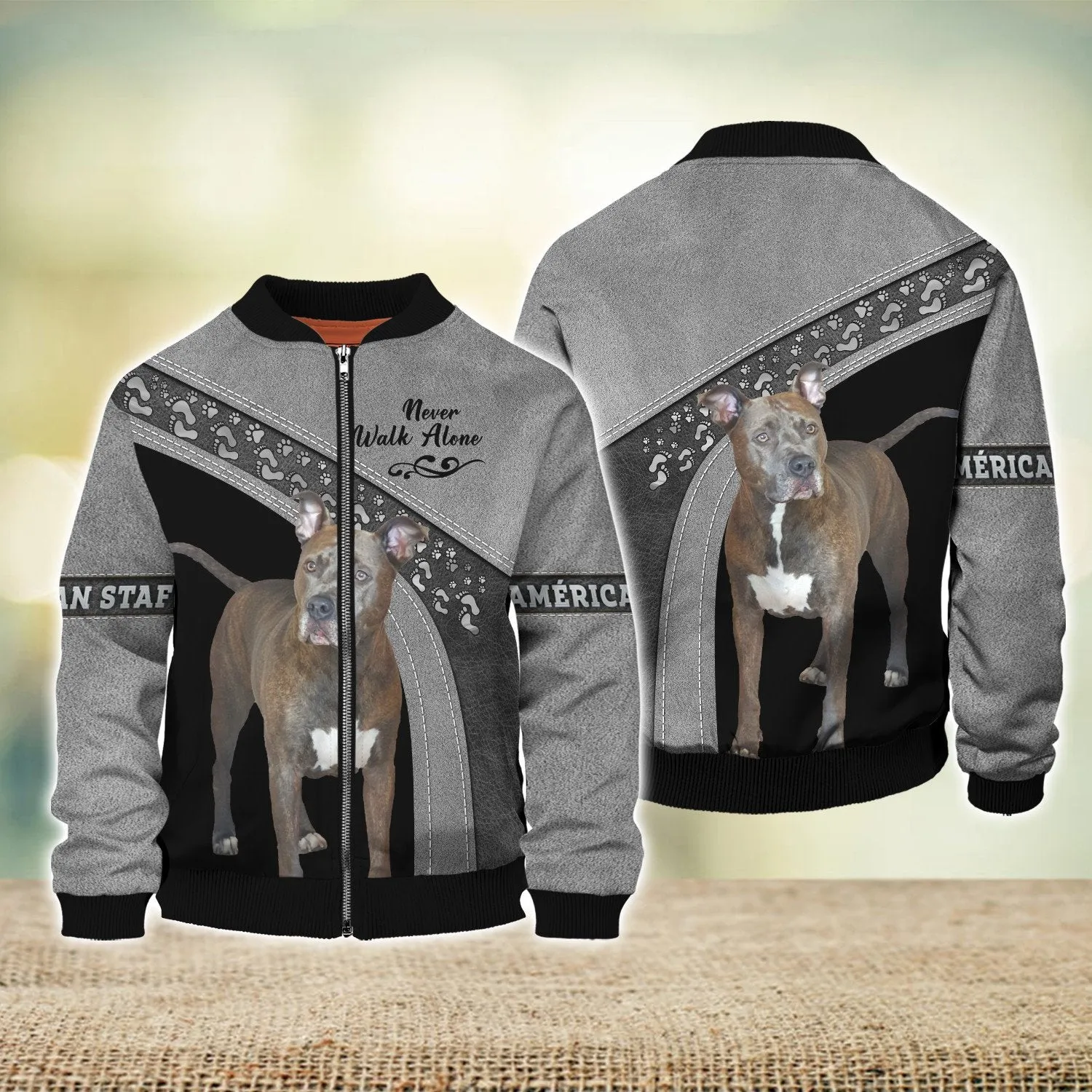 Américan Staff Love Never Walk Alone 3D Full Print Shirts, Shirt For Dog Lovers, Dog Memorial Gifts for loss of Dog