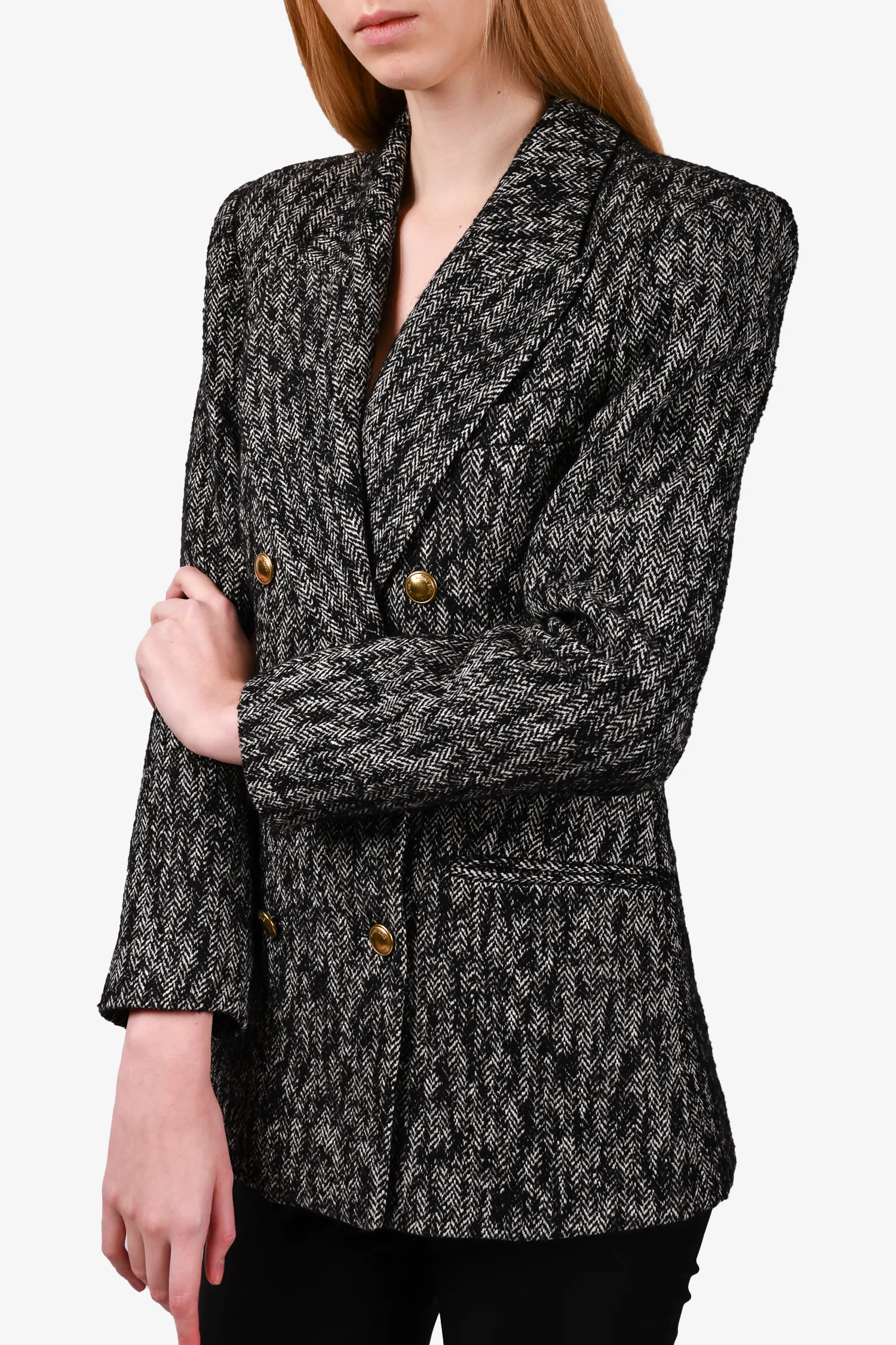 Anine Bing Black/White Double Breasted Gold Button Est. Size XS