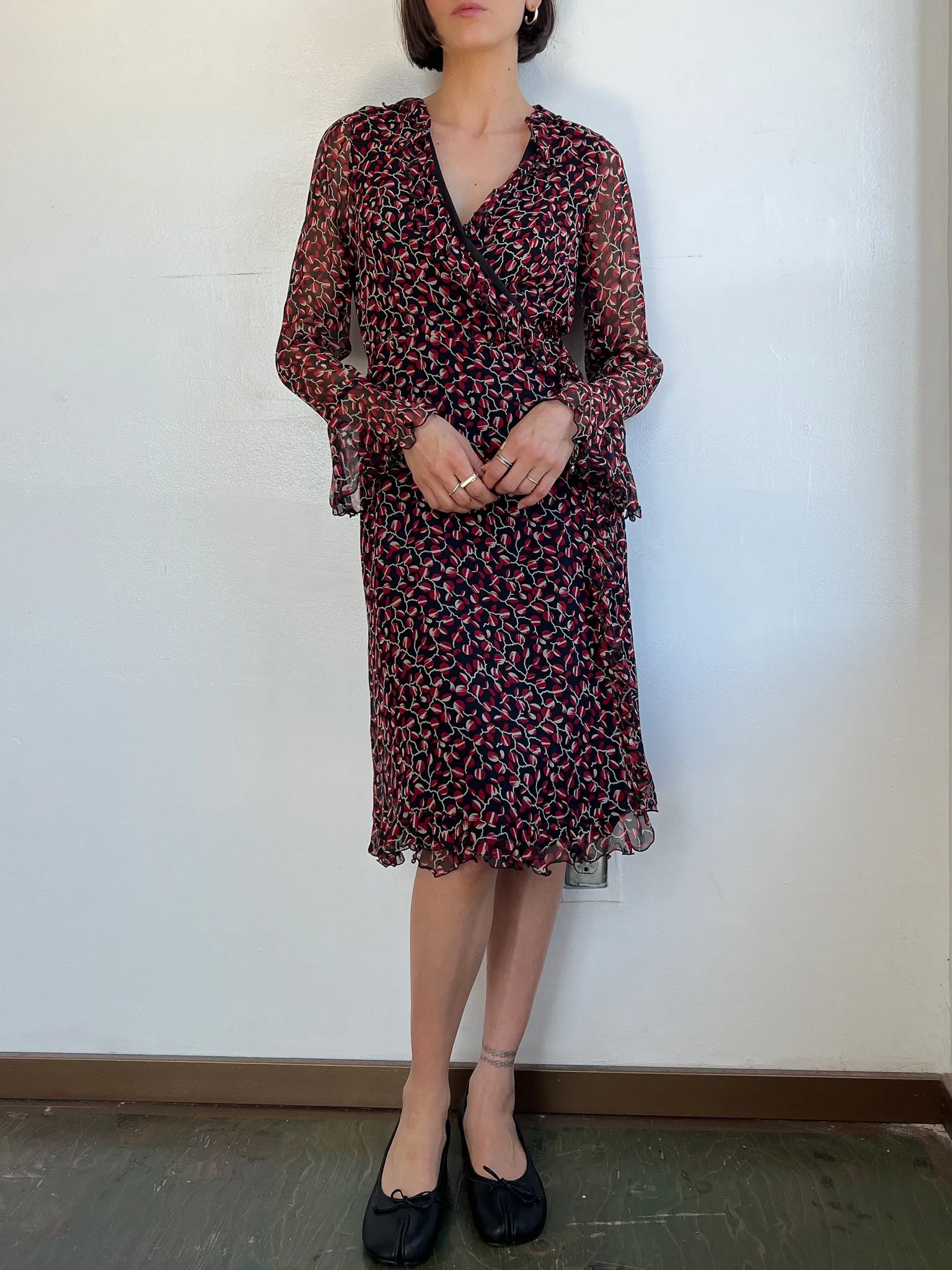 Anna Sui Berries Silk Wrap Dress (M)