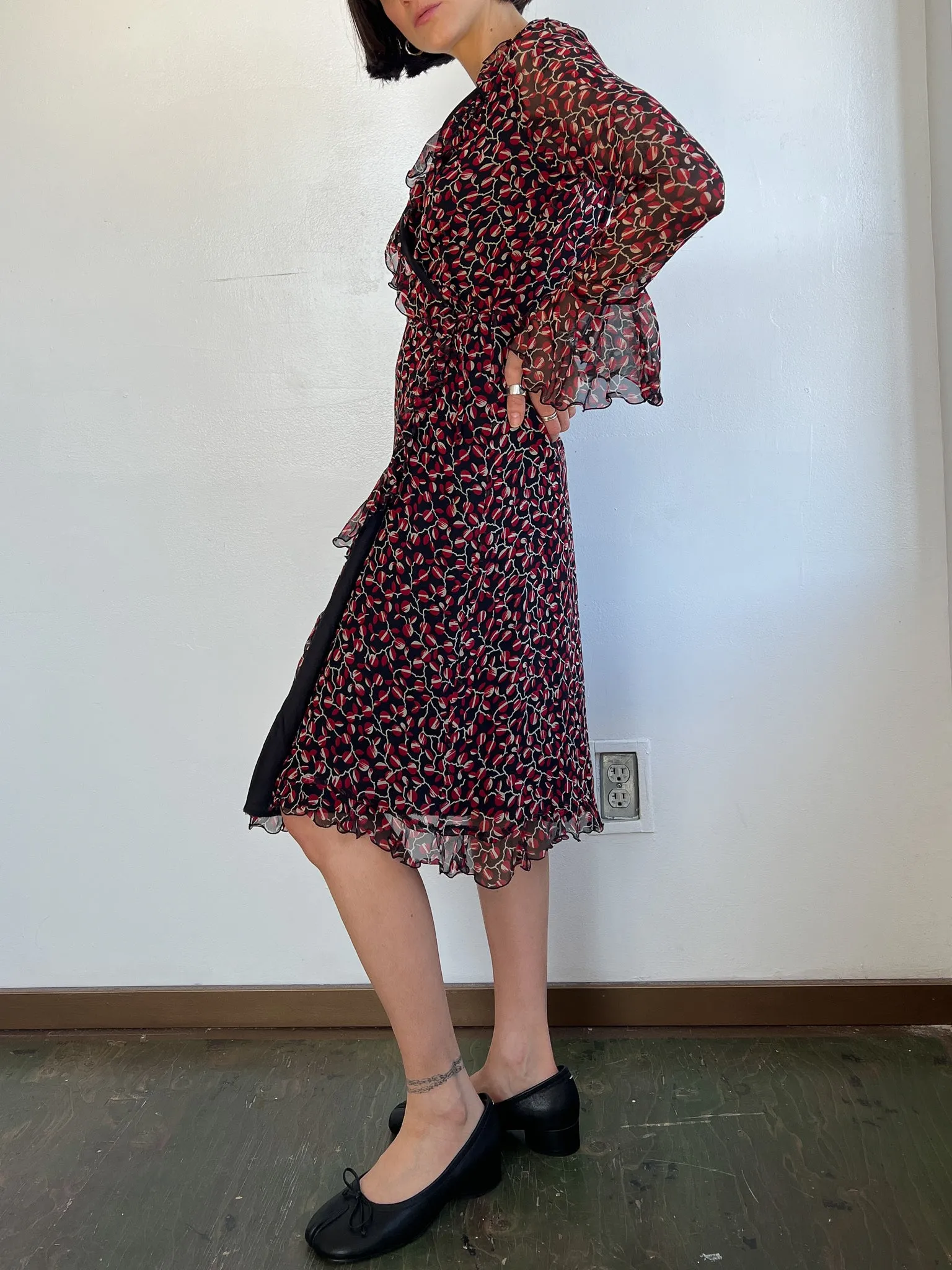 Anna Sui Berries Silk Wrap Dress (M)