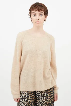 Beige Ribbed Knit Sweater