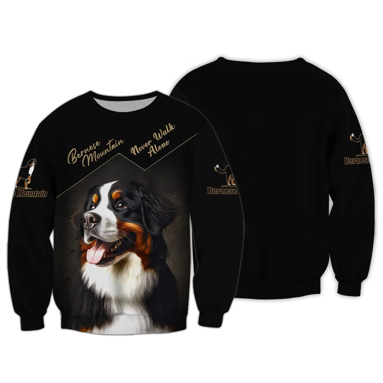 Bernese Mountain Love Never Walk Alone 3D Full Print Shirts, Shirt For Dog Lovers, Dog Memorial Gifts for loss of Dog