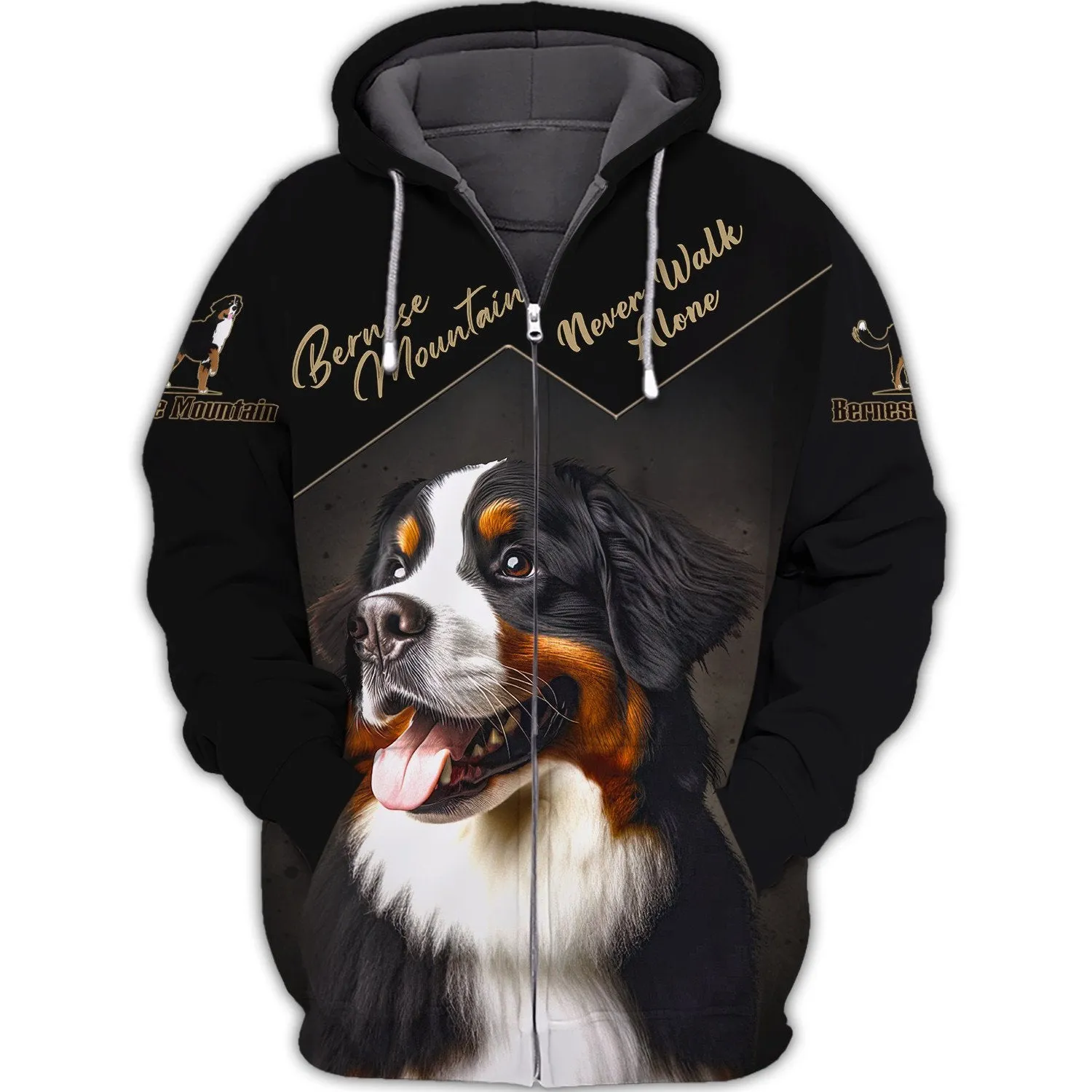 Bernese Mountain Love Never Walk Alone 3D Full Print Shirts, Shirt For Dog Lovers, Dog Memorial Gifts for loss of Dog