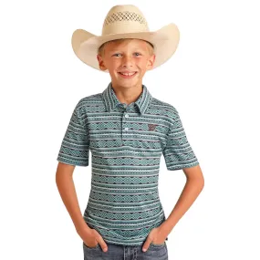 Boy's Rock and Roll Striped Aztec Print Polo BB51T05993