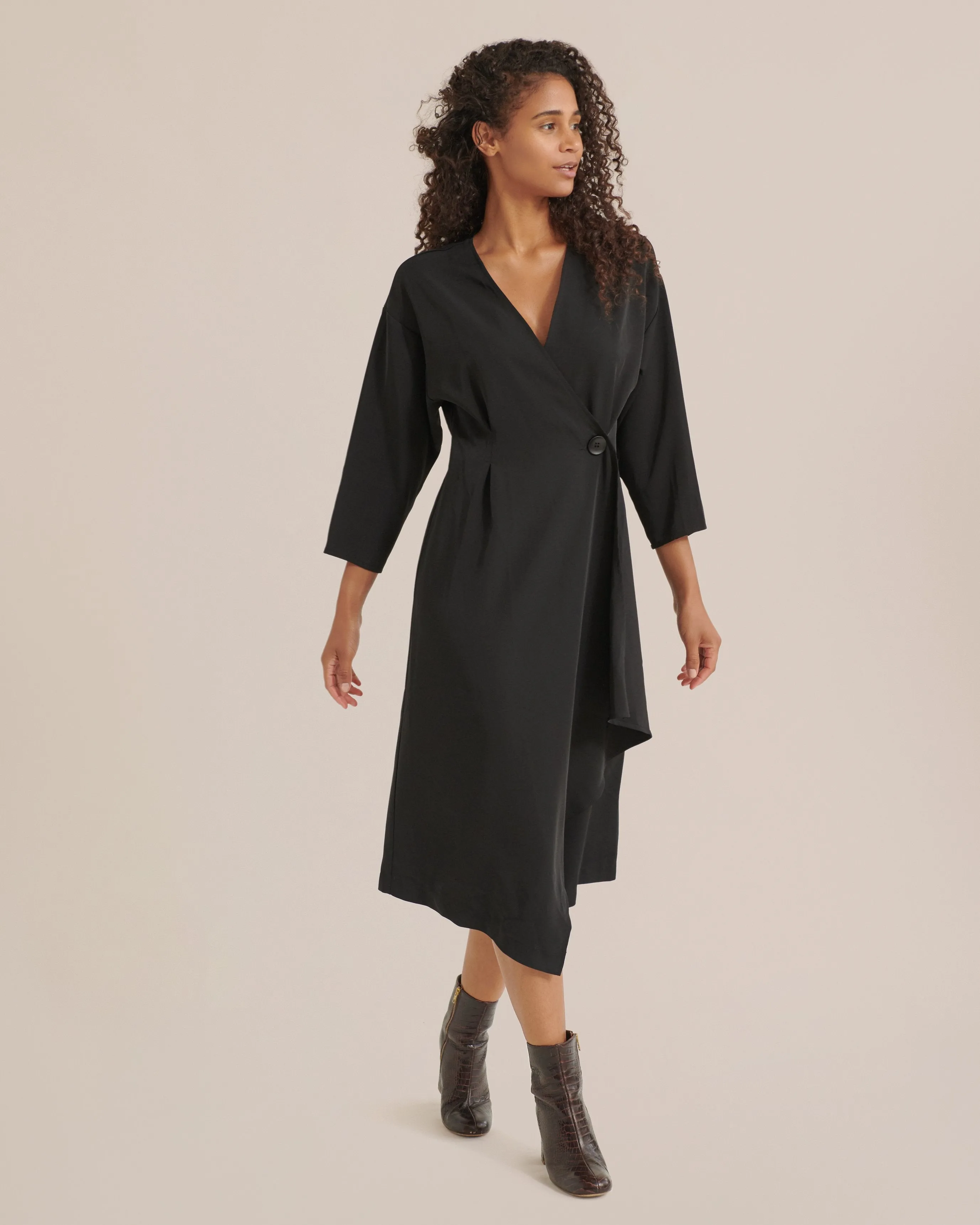 Brendolyn Button-Front Wrap Dress