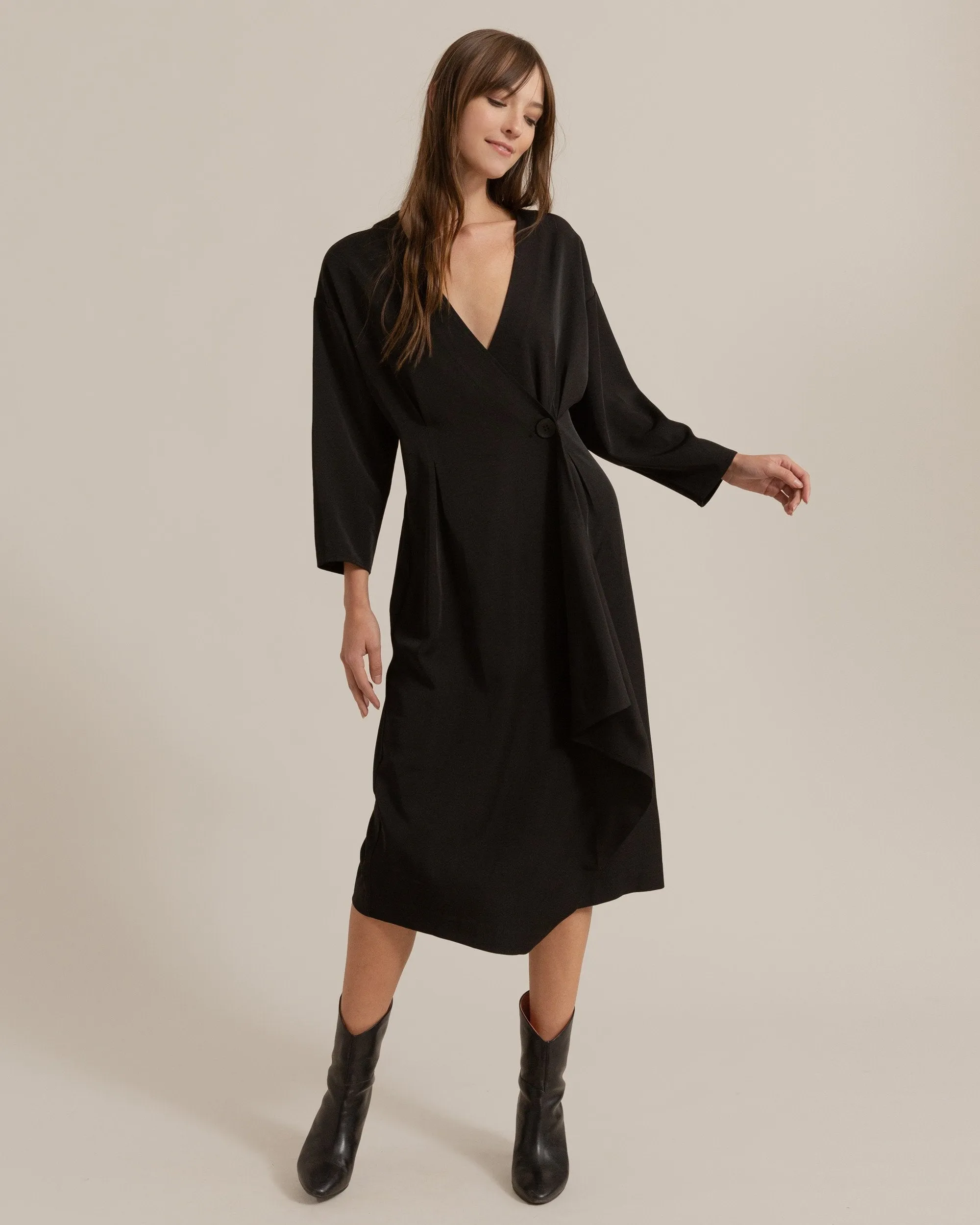 Brendolyn Button-Front Wrap Dress