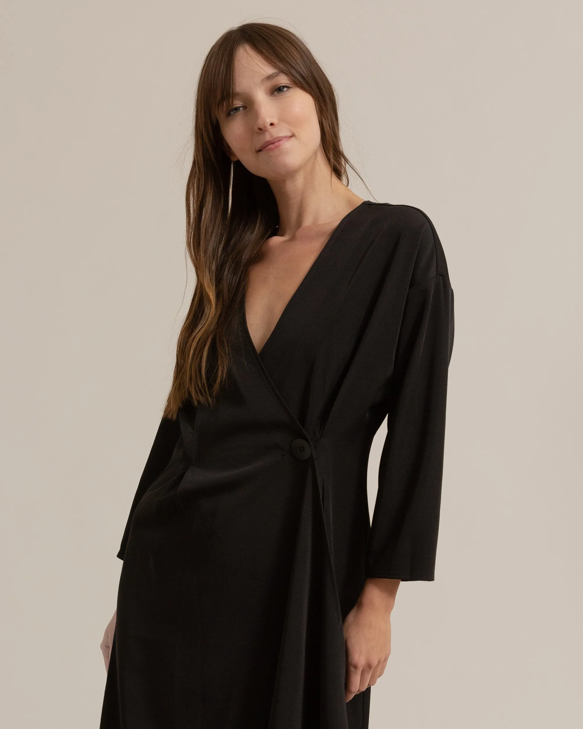 Brendolyn Button-Front Wrap Dress