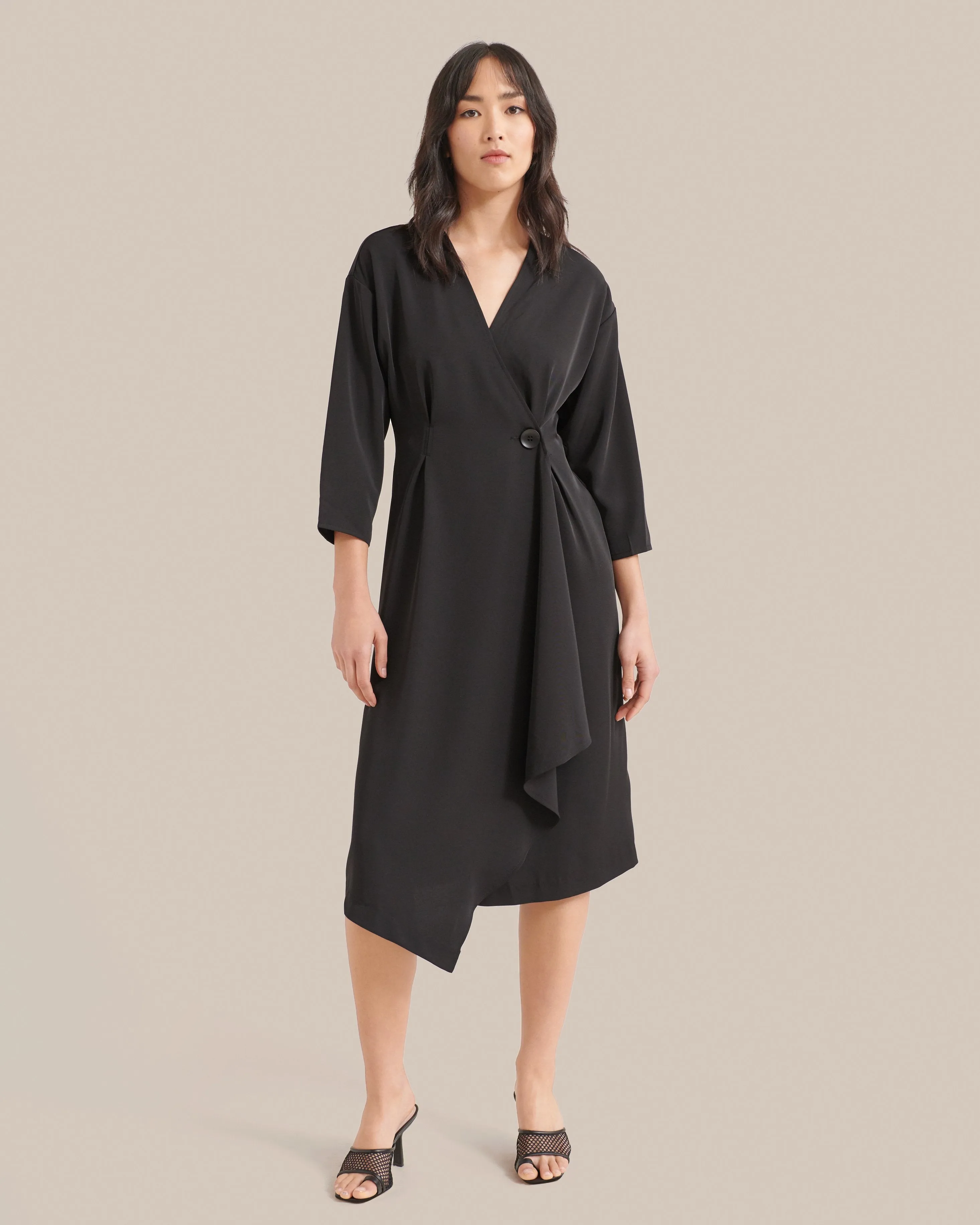 Brendolyn Button-Front Wrap Dress