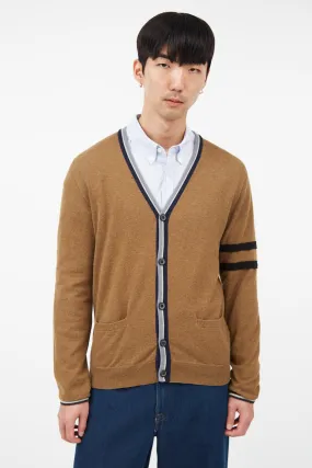 Brown & Blue Striped Alpaca Cardigan