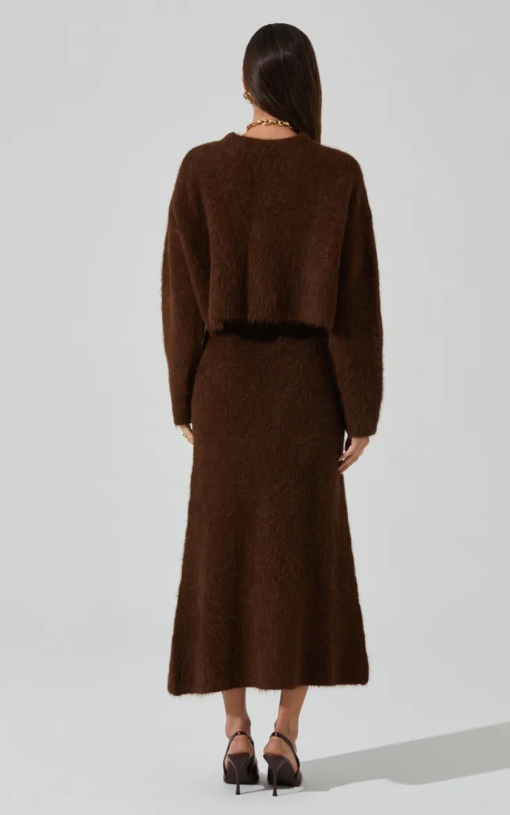 Brown Knit Sinisa Midi Skirt