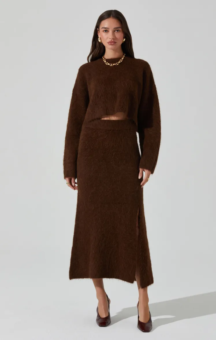 Brown Knit Sinisa Midi Skirt