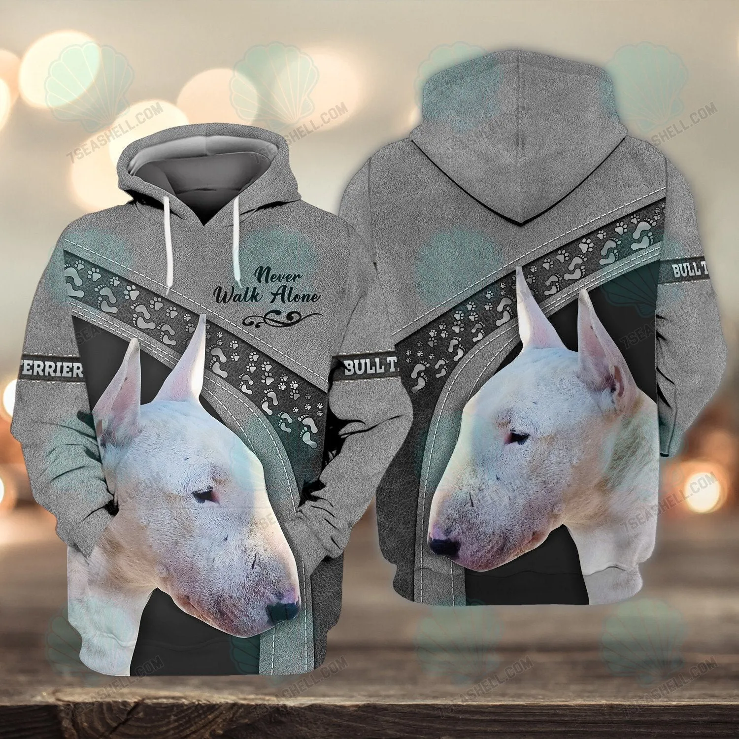 Bull Terrier Love Never Walk Alone 3D Full Print Shirts 1601, Christmas Dog Memorial Gifts for loss of Dog