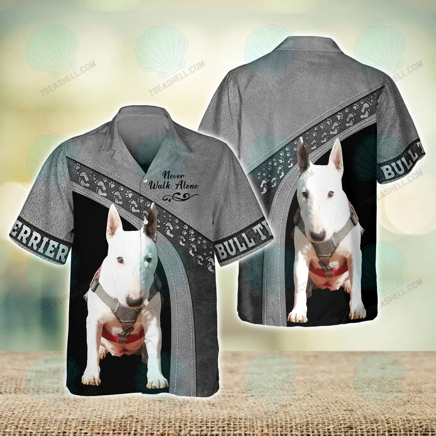 Bull Terrier Never Walk Alone 3D Full Print Shirts, Dog Memorial Gifts for loss of Dog, Christmas Shirt for Dog Lovers