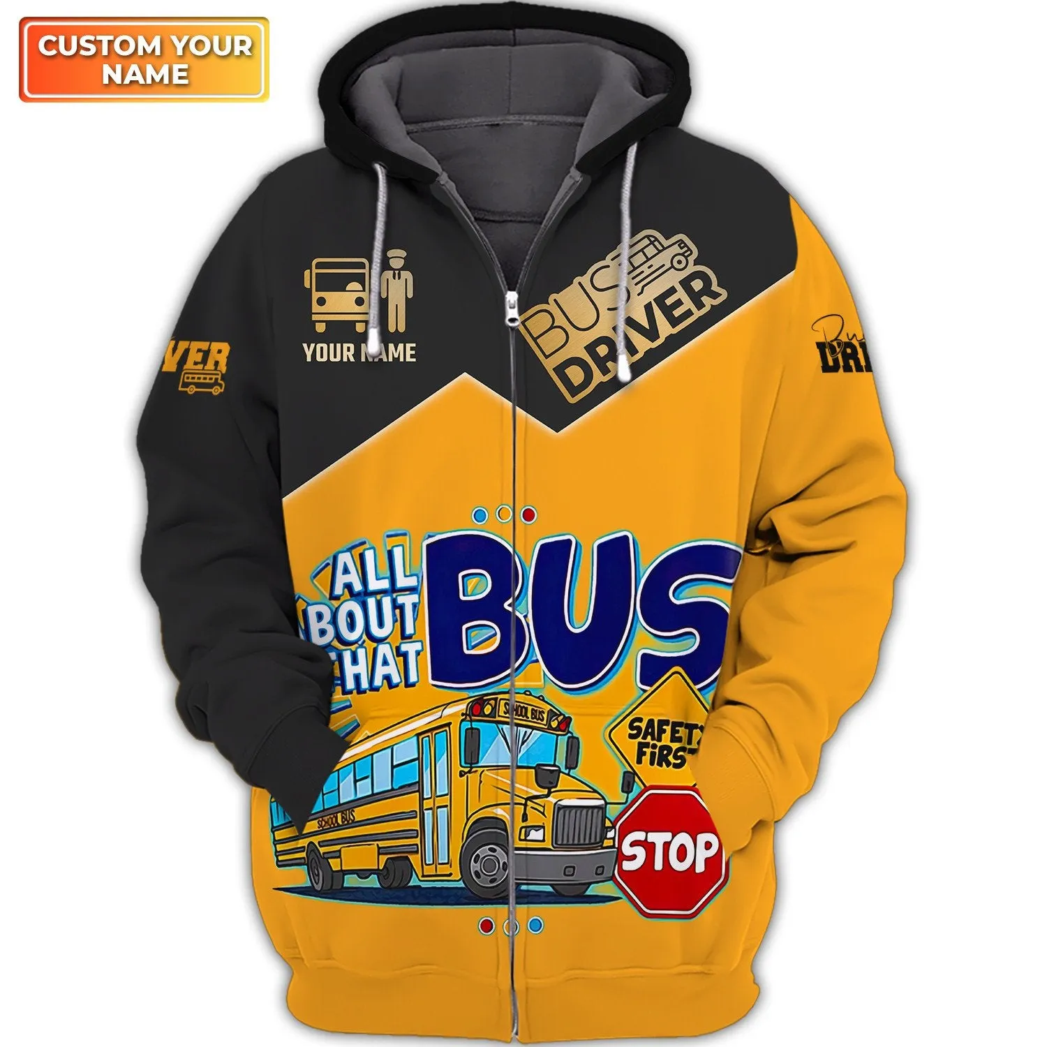 Bus Driver Custom 3D Sweatshirt Shirts School Bus 3D Full Print Shirt School Bus, Christmas Gift