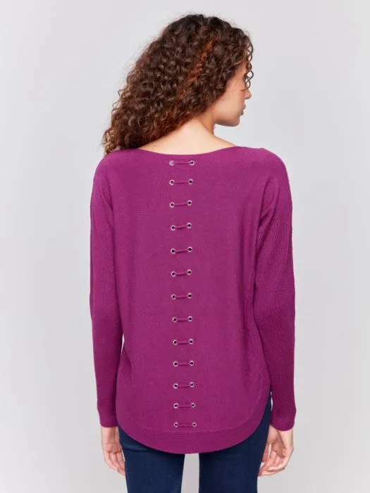 CHARLIE B PLUSHY KNIT SWEATER - MULBERRY - C2170W464A674