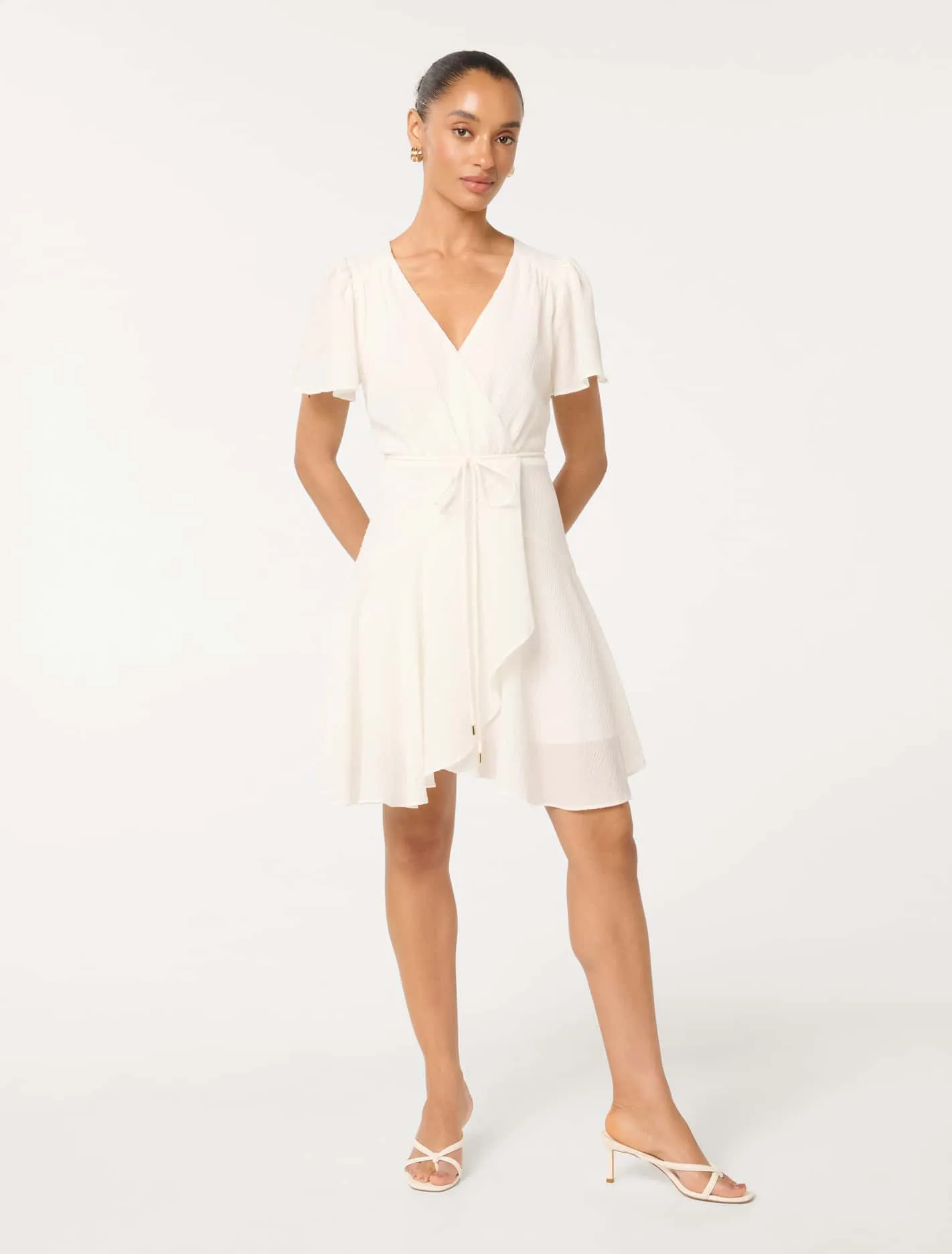 Chrissie Petite Flutter Sleeve Mini Dress