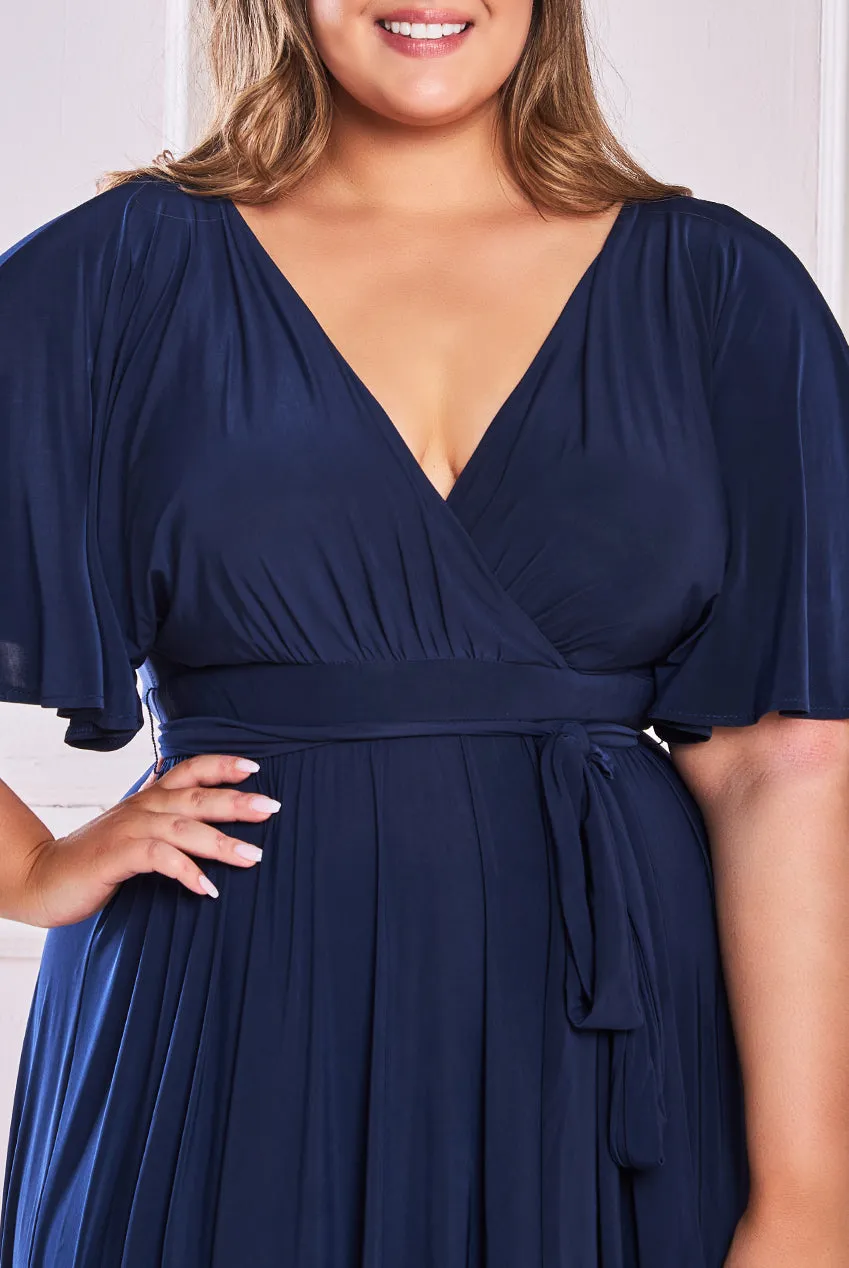 City Goddess Wrap Front Maxi With Flutter Sleeves