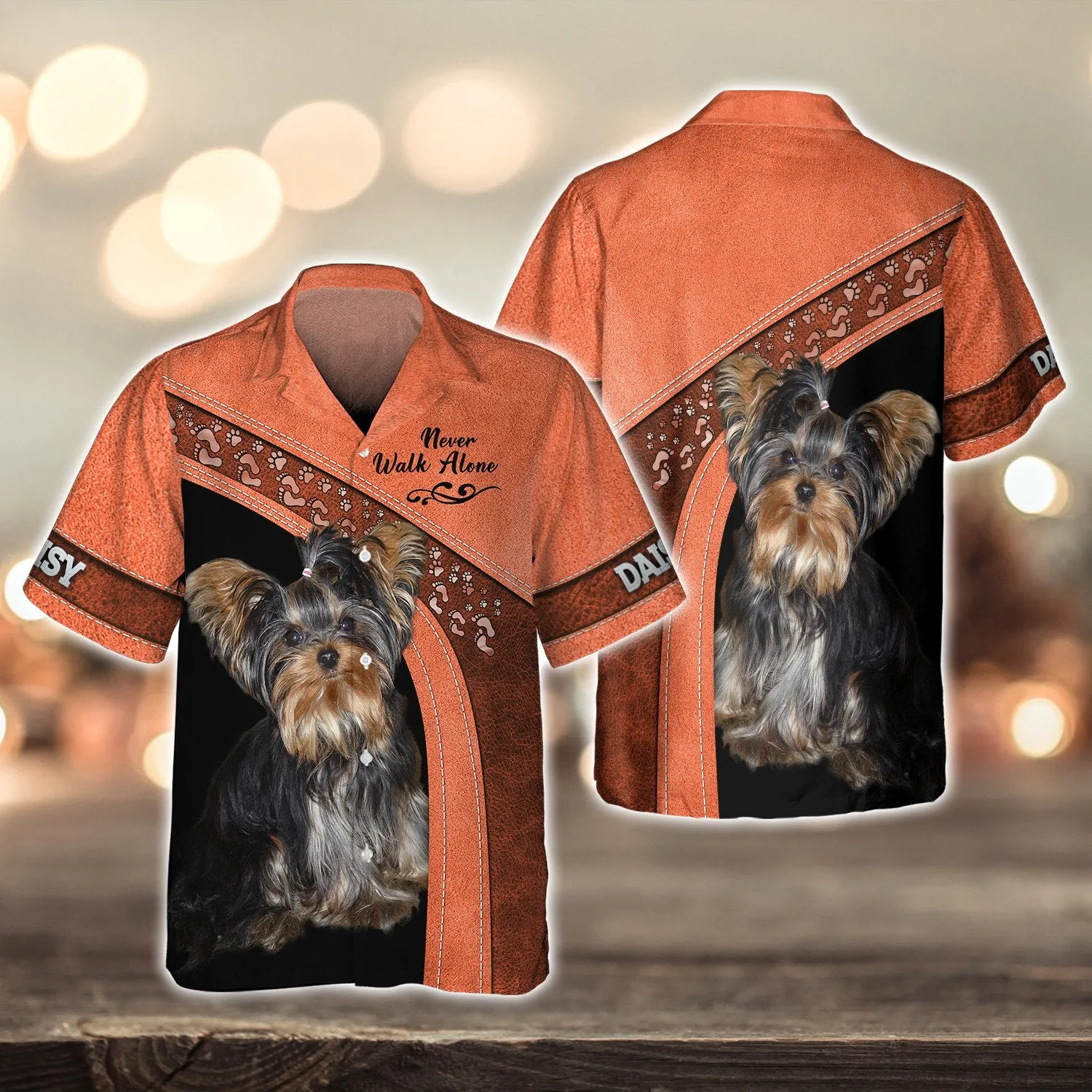 DAISY Love Never Walk Alone Love Orange 3D Full Print Shirts, Shirt For Dog Lovers, Dog Memorial Gifts for loss of Dog