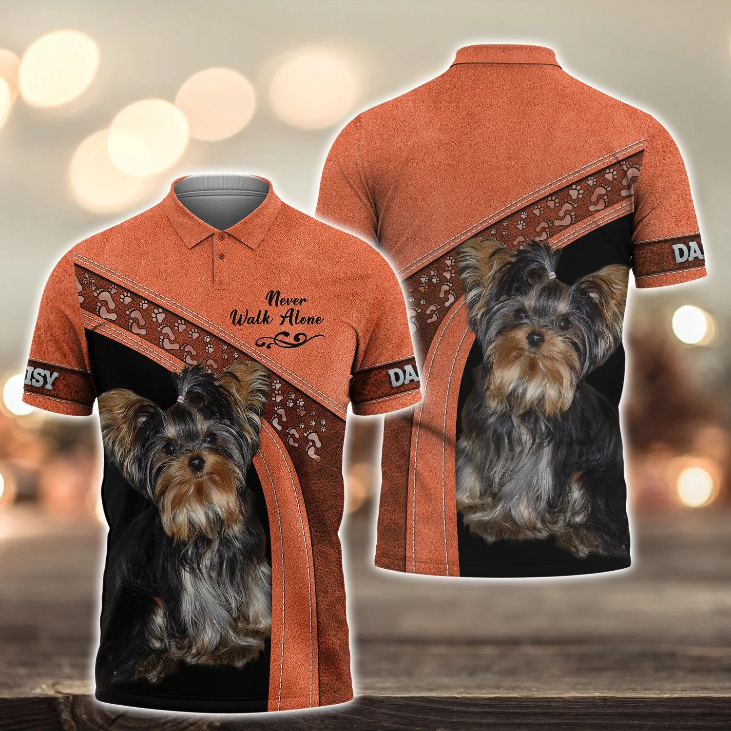 DAISY Love Never Walk Alone Love Orange 3D Full Print Shirts, Shirt For Dog Lovers, Dog Memorial Gifts for loss of Dog