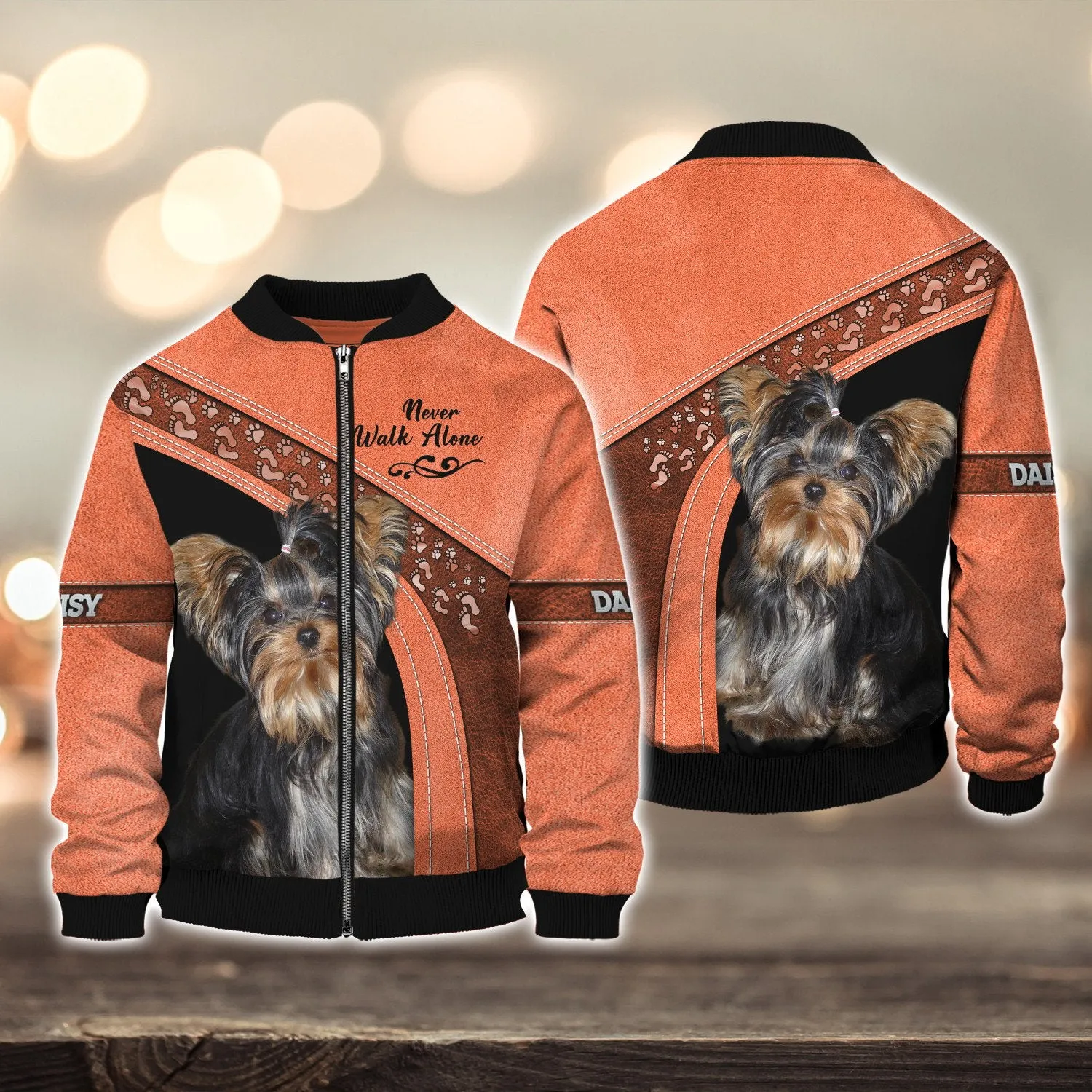 DAISY Love Never Walk Alone Love Orange 3D Full Print Shirts, Shirt For Dog Lovers, Dog Memorial Gifts for loss of Dog