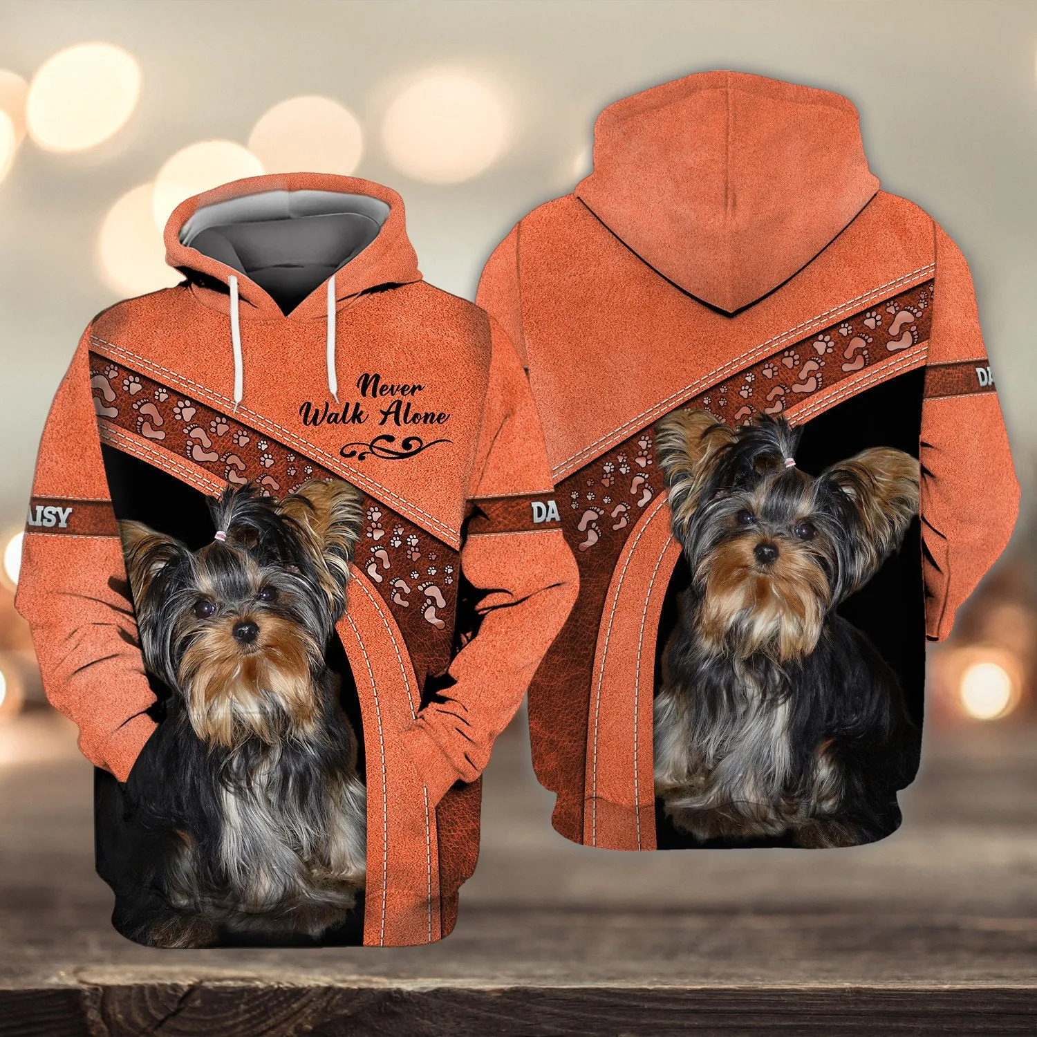 DAISY Love Never Walk Alone Love Orange 3D Full Print Shirts, Shirt For Dog Lovers, Dog Memorial Gifts for loss of Dog