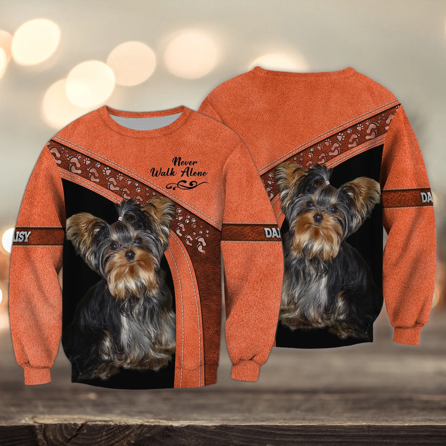 DAISY Love Never Walk Alone Love Orange 3D Full Print Shirts, Shirt For Dog Lovers, Dog Memorial Gifts for loss of Dog