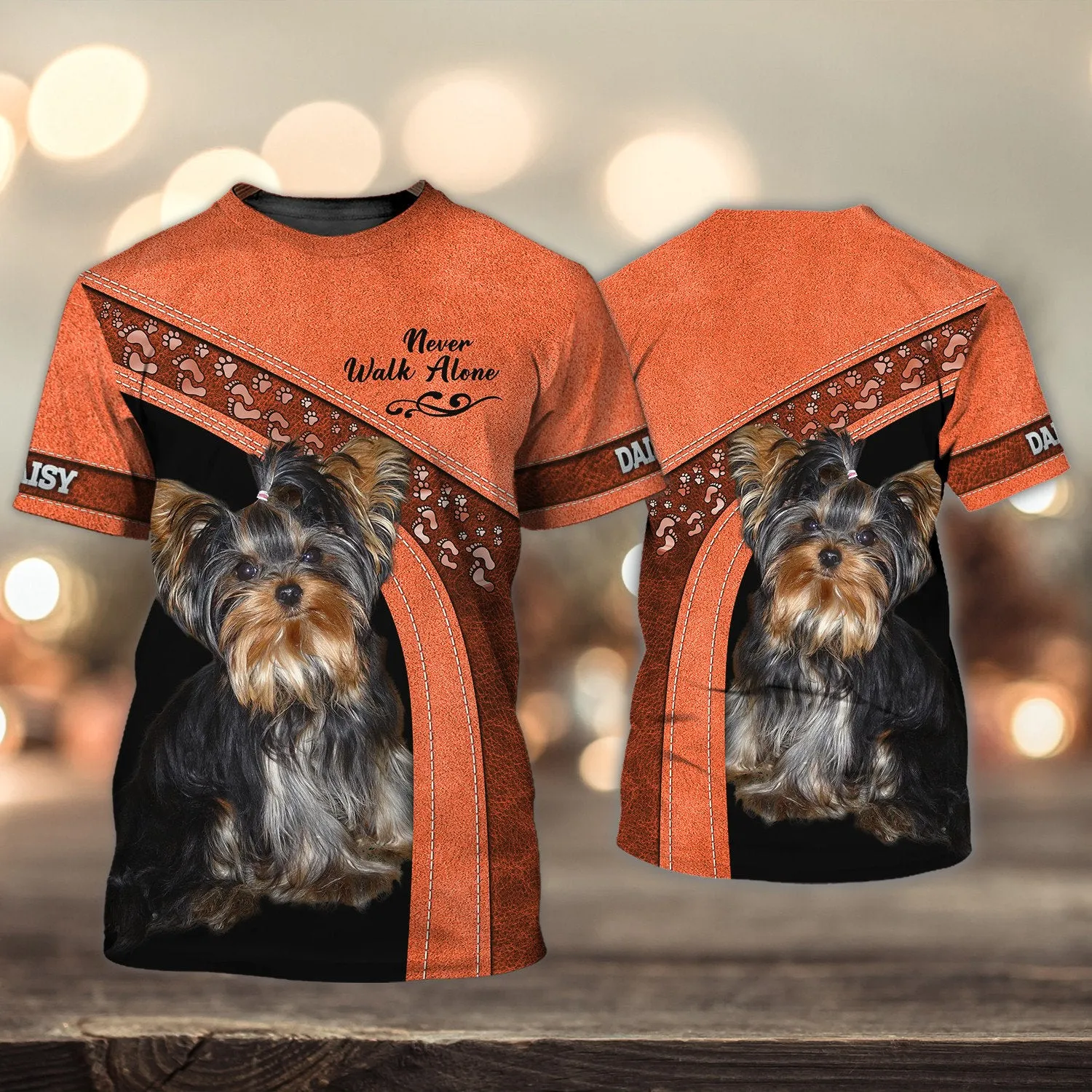 DAISY Love Never Walk Alone Love Orange 3D Full Print Shirts, Shirt For Dog Lovers, Dog Memorial Gifts for loss of Dog