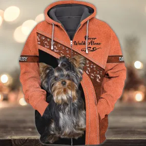 DAISY Love Never Walk Alone Love Orange 3D Full Print Shirts, Shirt For Dog Lovers, Dog Memorial Gifts for loss of Dog