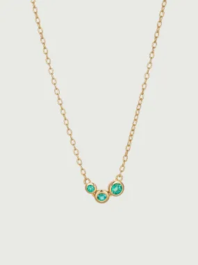 Emerald Spheres Bezel Set Necklace