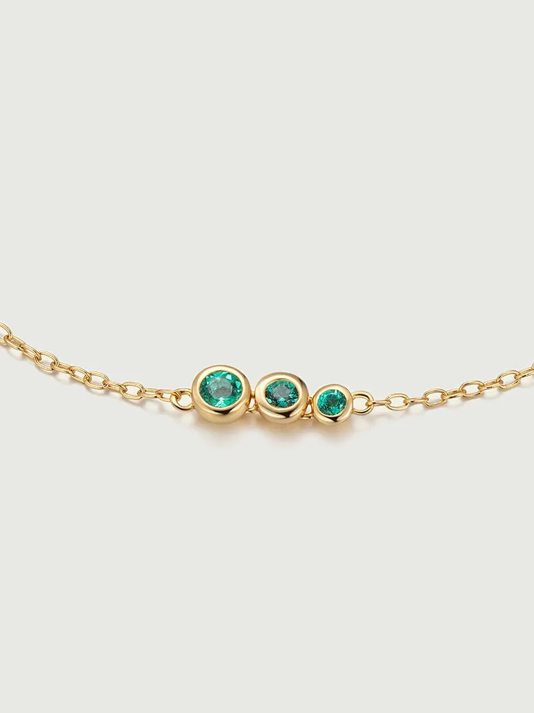 Emerald Spheres Bezel Set Necklace