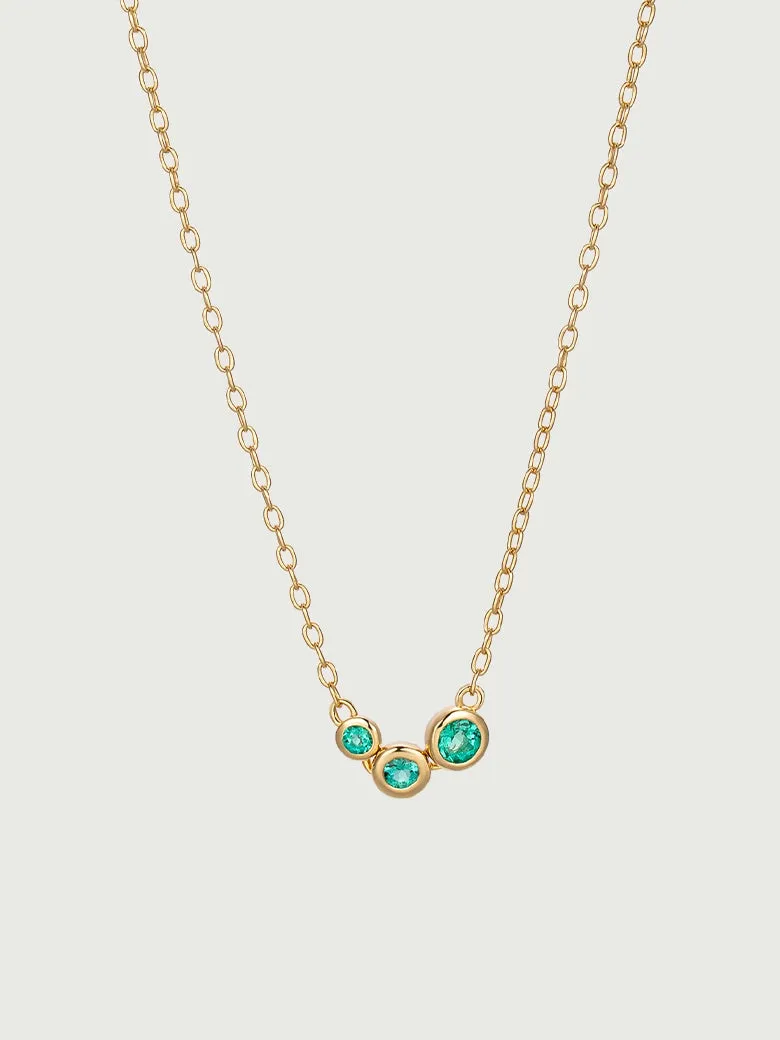 Emerald Spheres Bezel Set Necklace