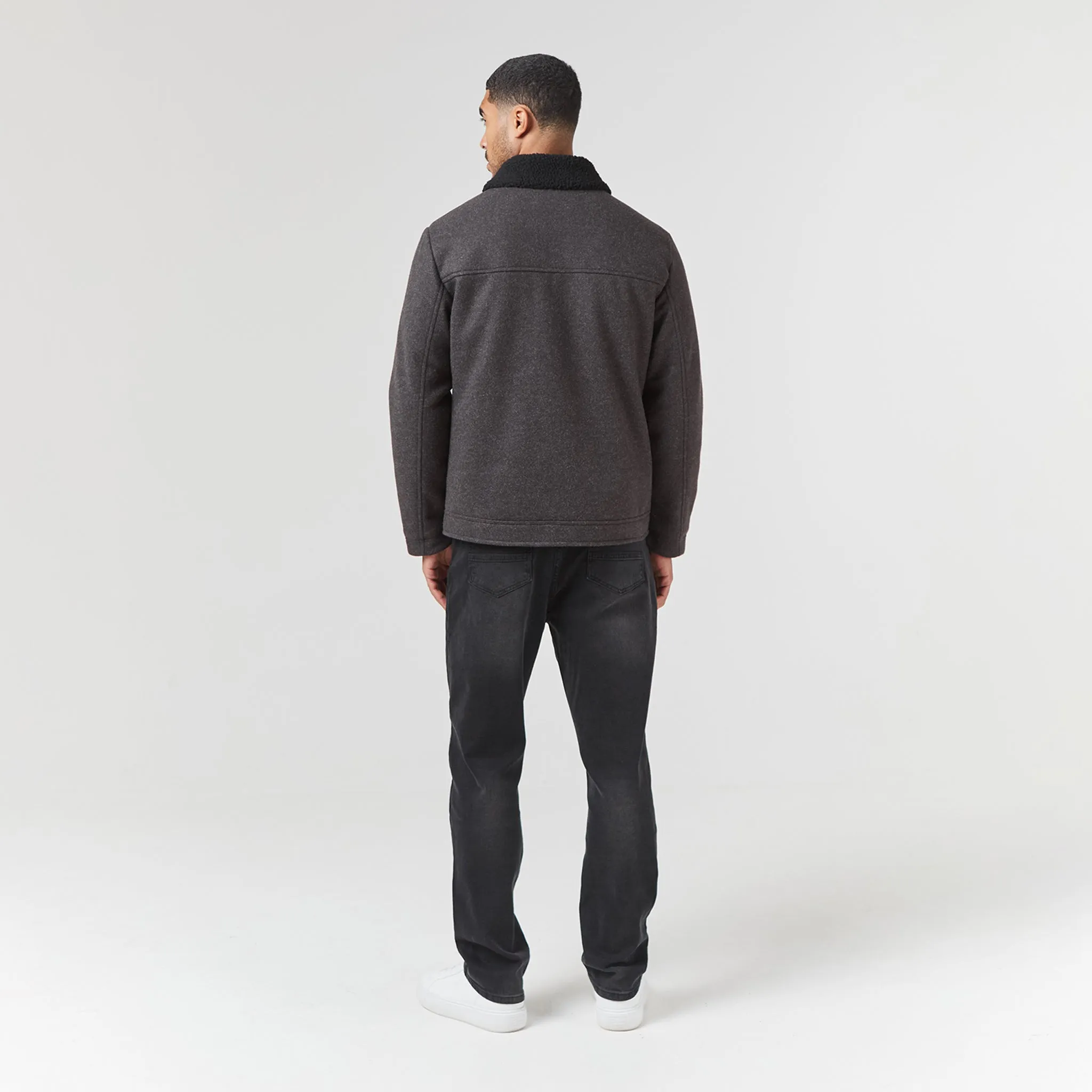 Faux Wool Shearling Jacket | Charcoal