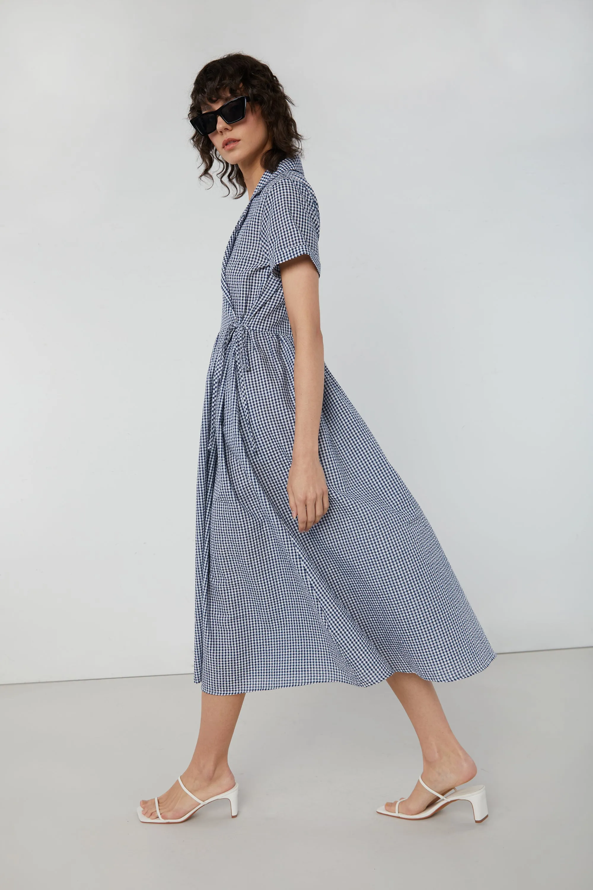 GINGHAM WRAP DRESS